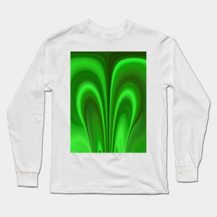 glowing art deco neon green curved unique design Long Sleeve T-Shirt